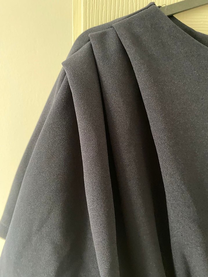 Lacivert Drapeli Midi Kadın Elbise - Görsel 3