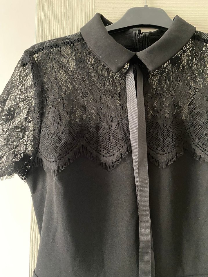 Dantel Detaylı Siyah Midi Goth Elbise - Görsel 2