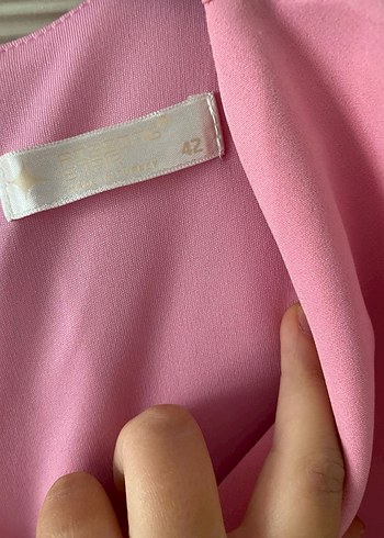 Pembe Drapeli Midi Abiye Elbise - Görsel 3