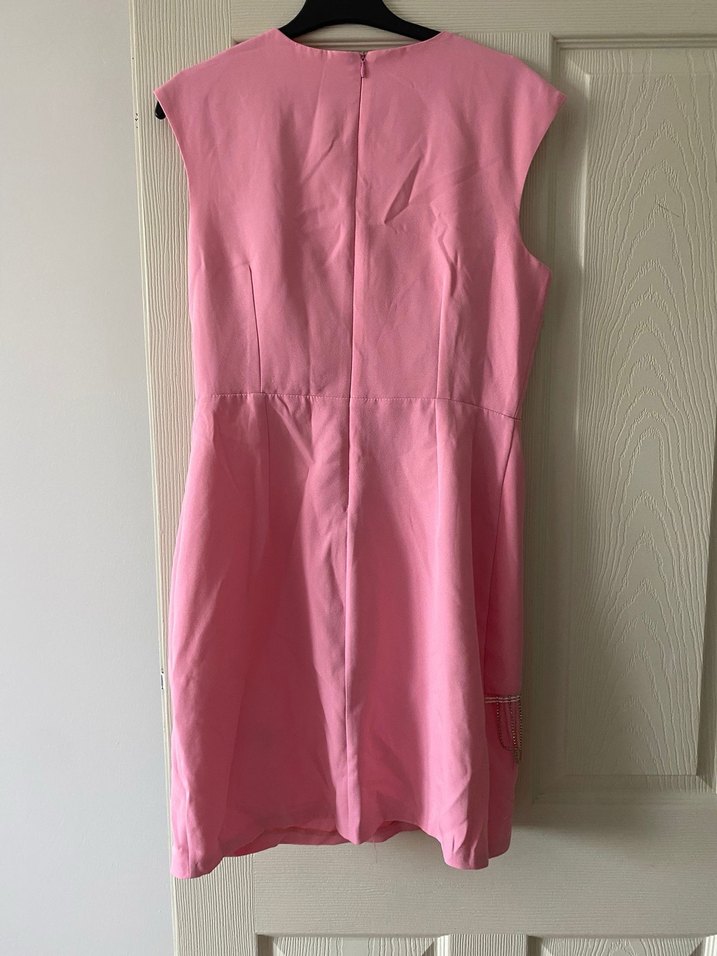 Pembe Drapeli Midi Abiye Elbise - Görsel 2