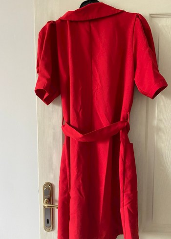 Parlak Kırmızı Midi Kadın Elbise - Görsel 2