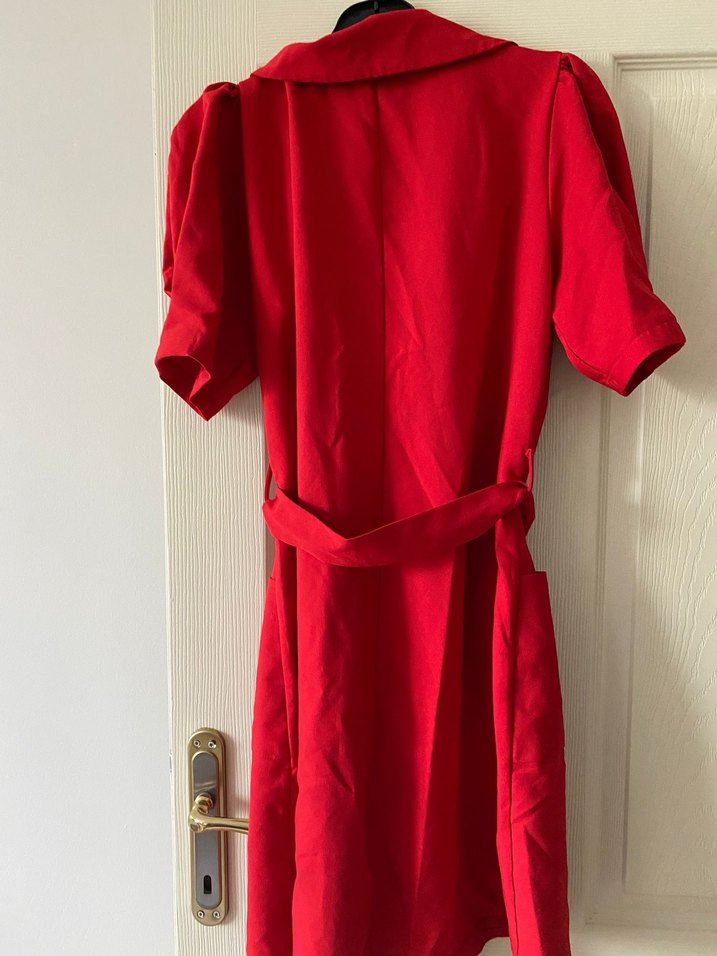 Parlak Kırmızı Midi Kadın Elbise - Görsel 2