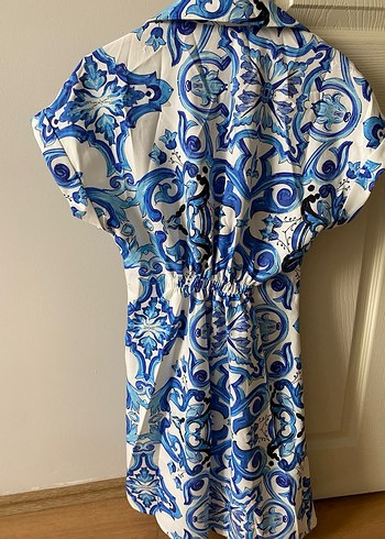 Mavi Bağcıklı Midi elbise - Görsel 2