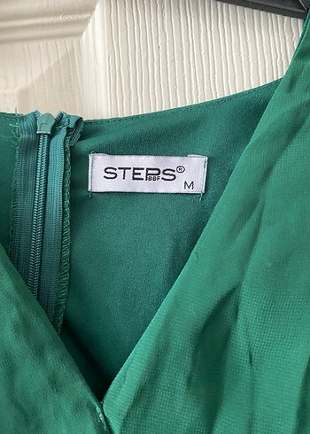 Uzun, V Yakalı, Yeşil Kadın Elbise - Görsel 3