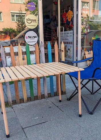 Beden 60x80 Ahşap katlanır kamp masası