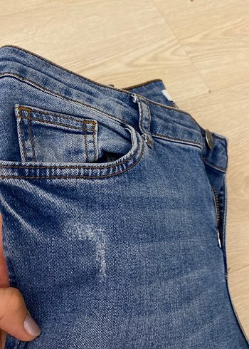 38 Beden Kadın Mavi Kürklü Midi Kot Pantolon