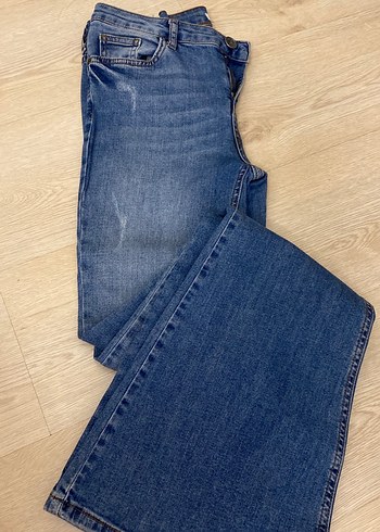 Kadın Mavi Kürklü Midi Kot Pantolon