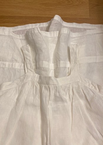 Beyaz Midi çocuk keten - Görsel 5