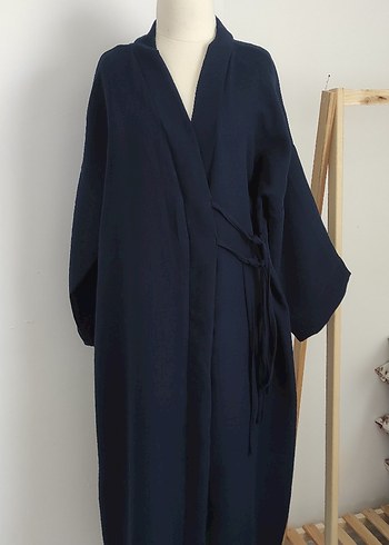Lacivert Uzun muslin Kimono