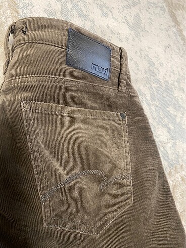 MAVİ ACI KAHVE FİTİLLİ ERKEK PANTOLON ( slim straight leg)