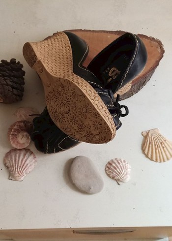 Siyah Dolgu Topuklu Kadın Hakiki Deri Ayakkabı - Görsel 5