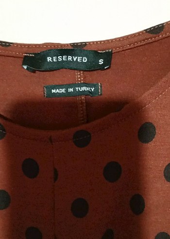 RESERVED Marka Kiremit renk Puantiyeli 3/4 kol Uzun  Elbisesi - Görsel 4