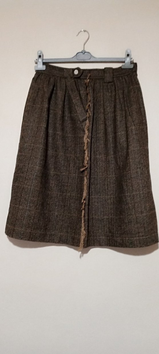 Orjinal MNG Marka Kahverengi Yün Midi Kadın Etek - Görsel 4