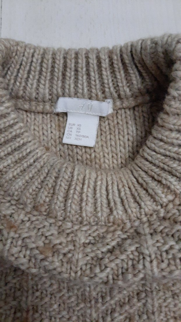 Bej Kadın Triko Kazak, Bisiklet Yaka, Rahat Kesim - Görsel 2