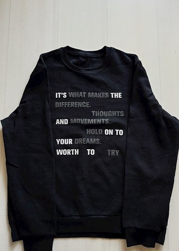 Erkek Siyah Baskılı Sweatshirt