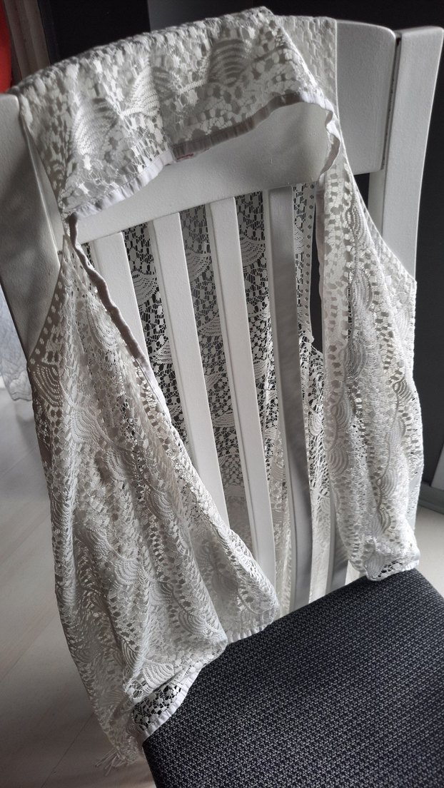 Bohem İşlemeli Beyaz Tül Plaj yelek - Görsel 3