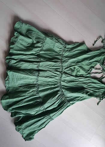 Yeşil Kolsuz Bohem Midi Elbise - Görsel 3