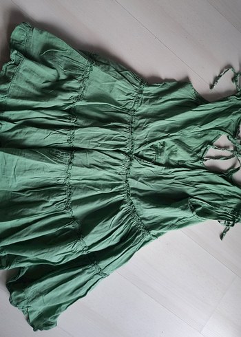 Yeşil Kolsuz Bohem Midi Elbise - Görsel 4