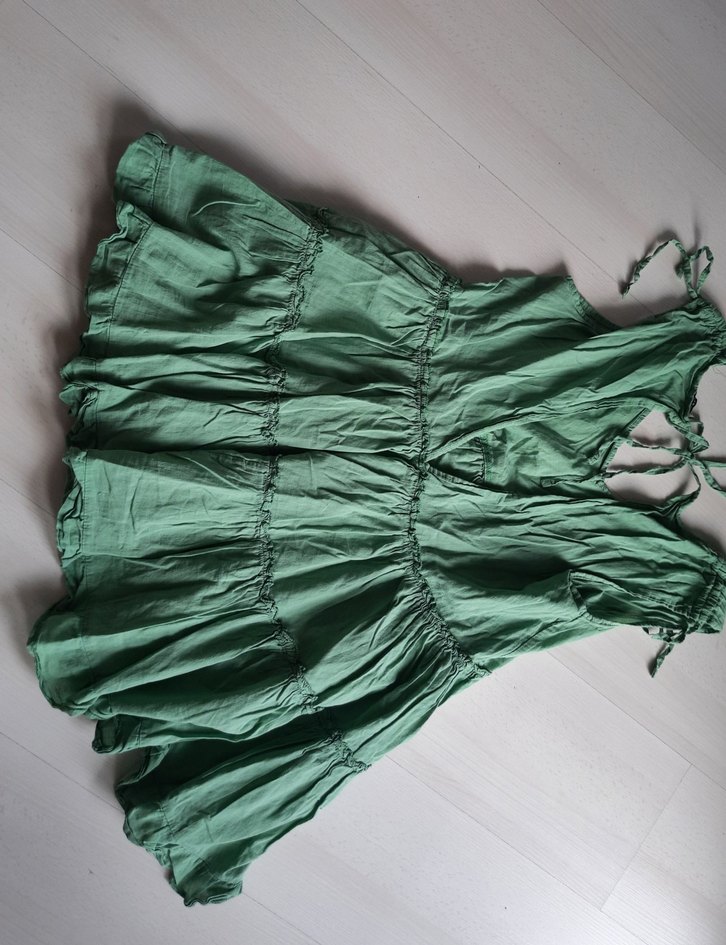 Yeşil Kolsuz Bohem Midi Elbise - Görsel 3