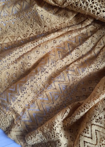 Hardal Sarısı V Yaka Volanlı Midi Bohem Elbise - Görsel 3