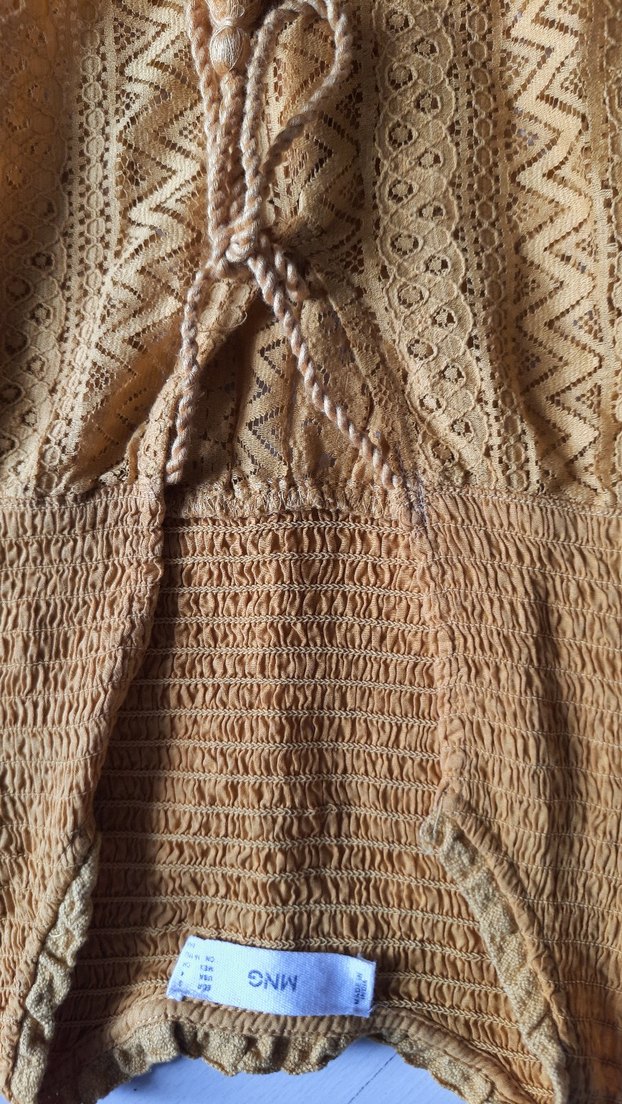 Hardal Sarısı V Yaka Volanlı Midi Bohem Elbise - Görsel 2