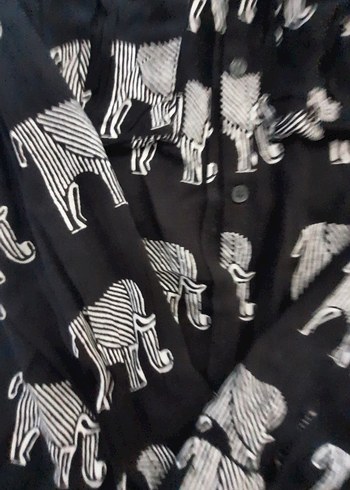 xs Beden Zebra Desenli Gri Uzun Kollu Gömlek