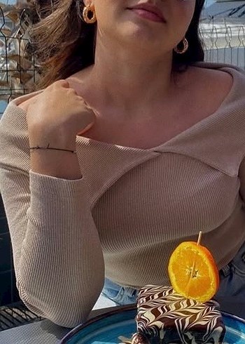 Happiness Kadın Triko Yaka Detaylı Kazak
