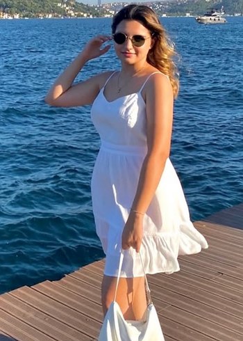 Beyaz Askılı Mini elbise