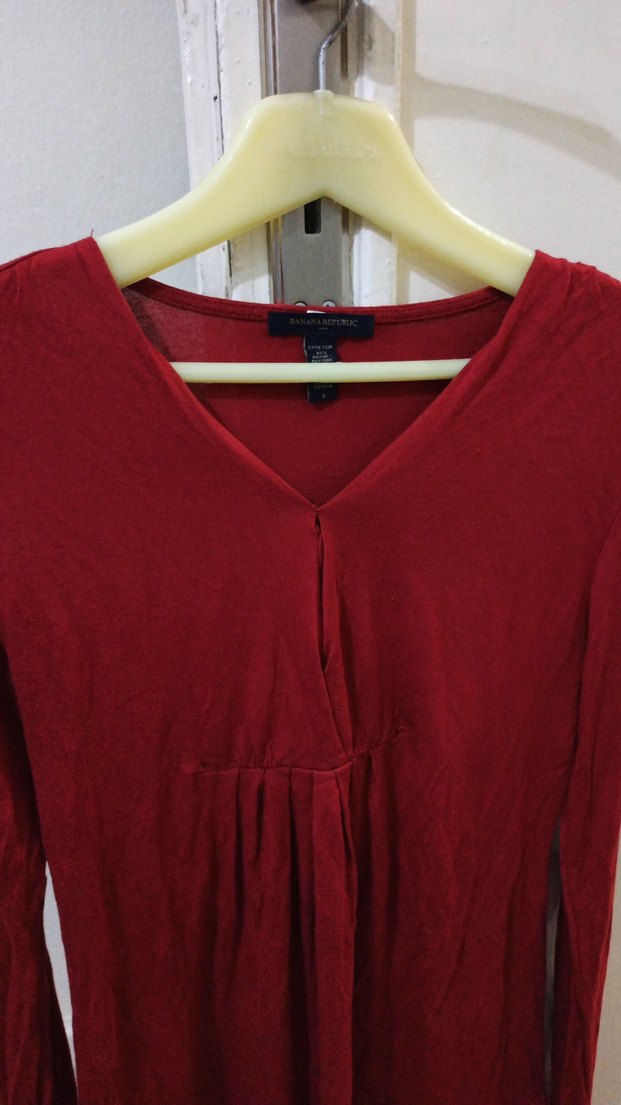 Kırmızı Uzun Kollu Hamile Bluzu - Görsel 2