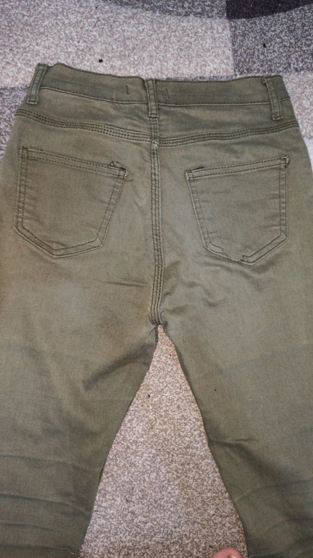 Kadın Haki Slim Fit Denim Pantolon - Görsel 4