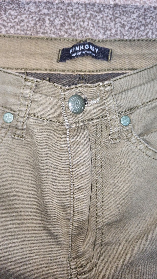 Kadın Haki Slim Fit Denim Pantolon - Görsel 3