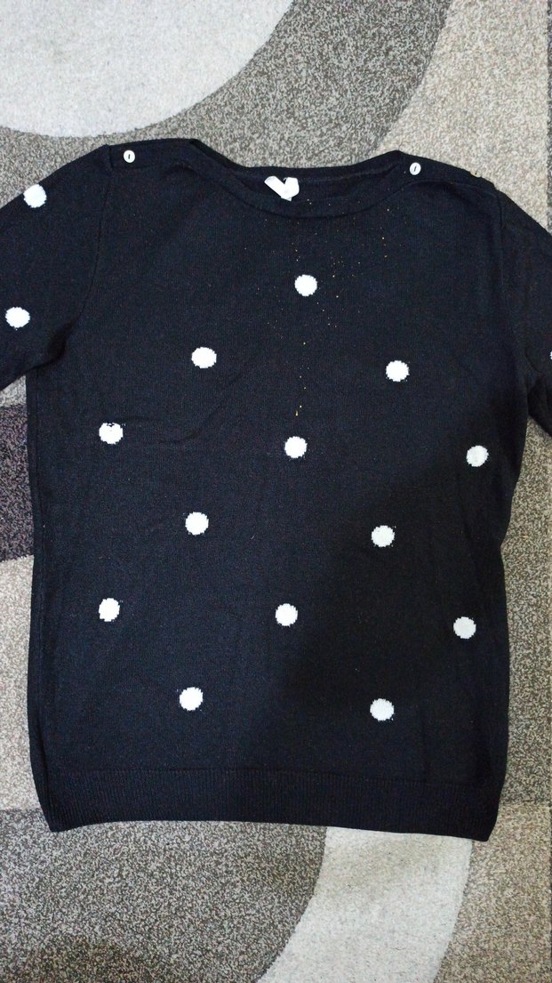 Gri Puantiyeli Boğazlı Kadın Kazak - Görsel 2