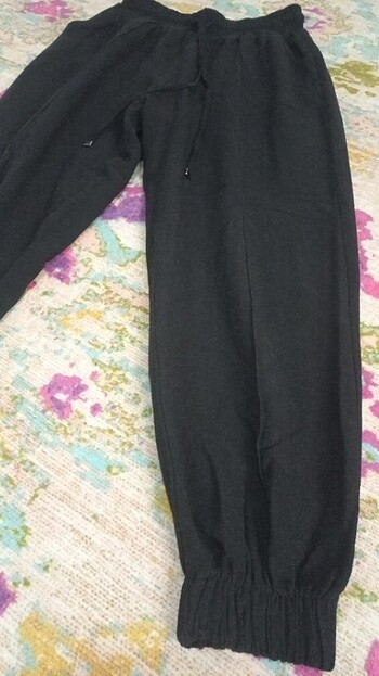 m Beden Kimono pantolon paça lastikli siyah M beden 
