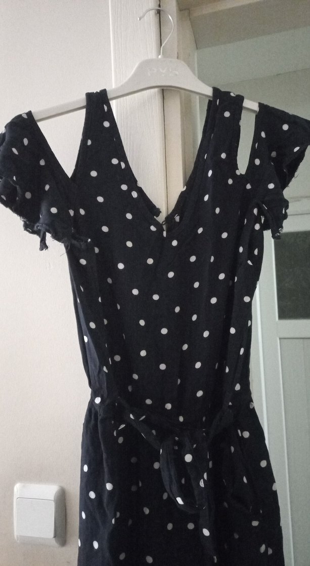 Kadın Lacivert Puantiyeli Tulum S M beden - Görsel 3