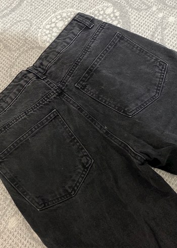 Siyah Salaş Kadın Midi Denim Pantolon - Görsel 3