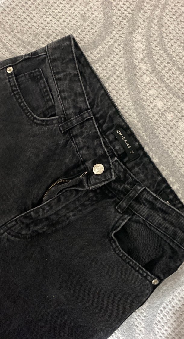 Siyah Salaş Kadın Midi Denim Pantolon - Görsel 2