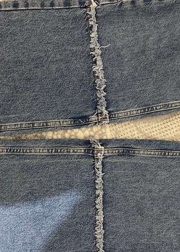 Düğmeli Gri Mavi Kadın Bol Kesim Midi Kot - Görsel 2