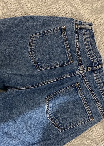 Düğmeli Gri Mavi Kadın Bol Kesim Midi Kot - Görsel 4