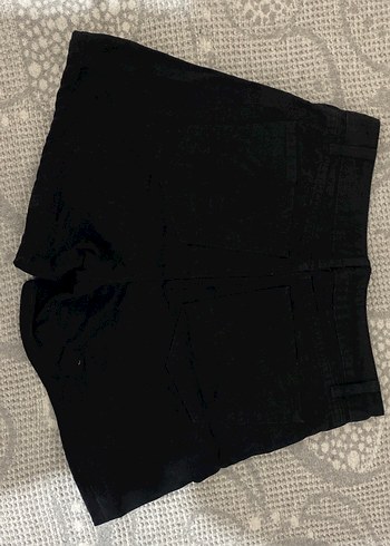 Siyah Midi Kot Şort, Rahat Kesim, Fermuarlı - Görsel 2