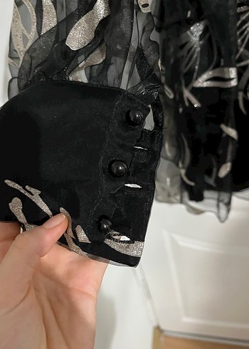 Siyah V Yakalı Transparan Mini Elbise - Görsel 5