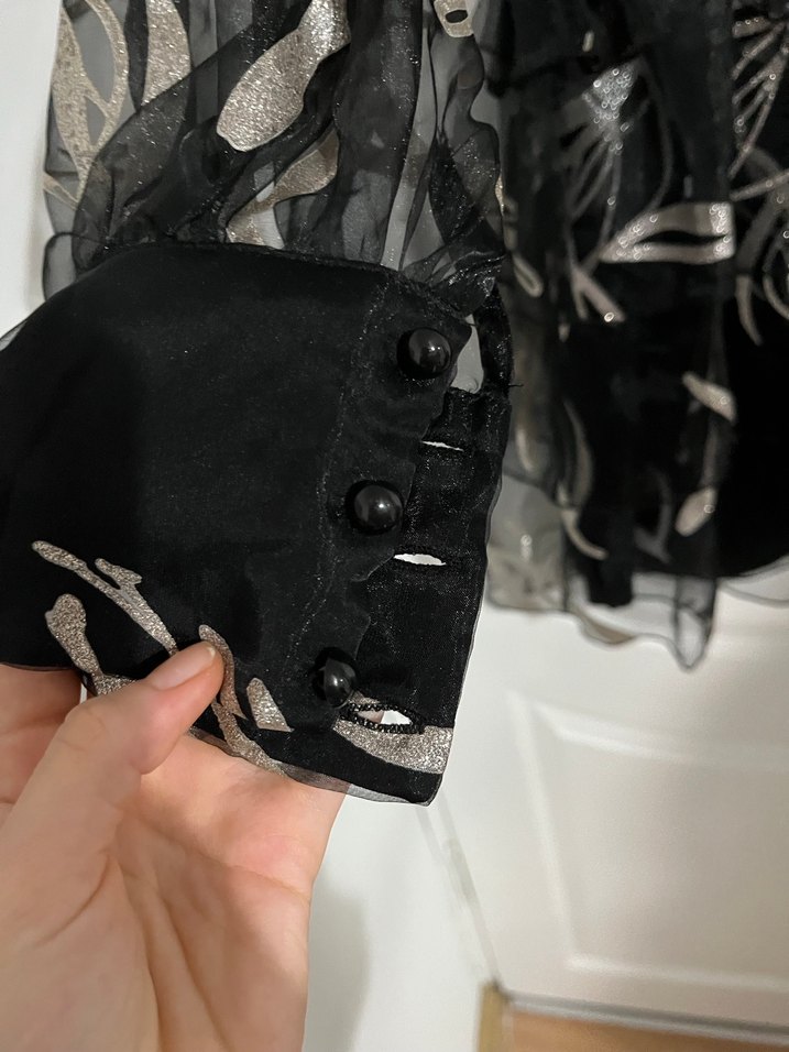 Siyah V Yakalı Transparan Mini Elbise - Görsel 5