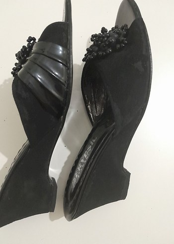 38 Beden siyah Renk Siyah Gotik Dolgu Topuklu Kadın Terlik