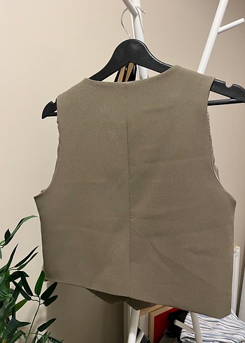 Designer Bej Düğmeli Kadın Yelek