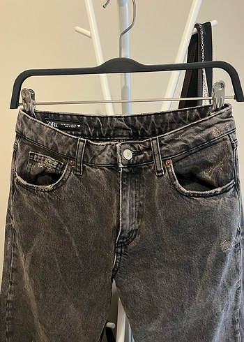 xs Beden Gri Midi Bol Kesim Kadın Kot Pantolon