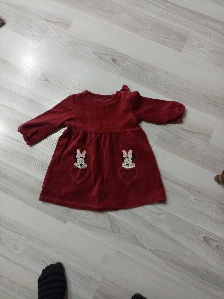 Bordo Kız Çocuk Uzun Kollu Nakışlı Elbise - Görsel 2