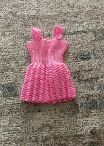 Kız Çocuk Pembe Örgü Elbise - Görsel 3