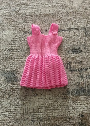 Kız Çocuk Pembe Örgü Elbise - Görsel 2