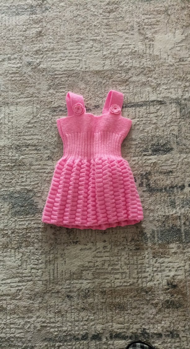 Kız Çocuk Pembe Örgü Elbise - Görsel 2