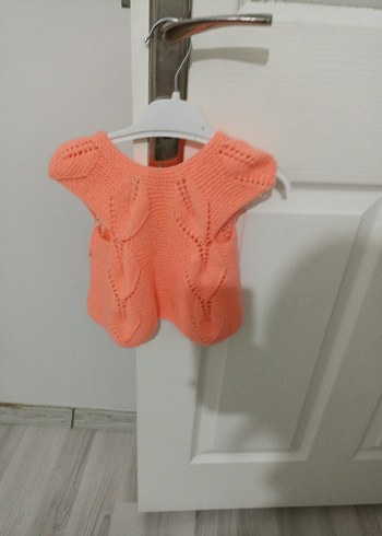 Kız Çocuk Pembe Triko Kolsuz Hırka - Görsel 3