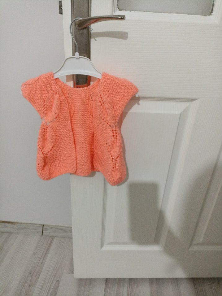 Kız Çocuk Pembe Triko Kolsuz Hırka - Görsel 2